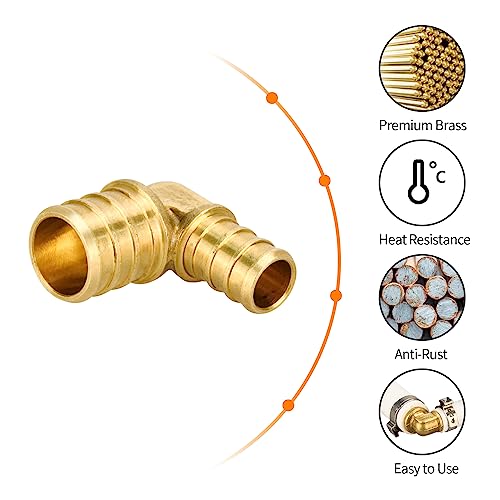 PXZBLG 6 Pack PEX 3/4" × 1/2" Elbow Fittings, Brass Crimp for PEX Pipe in Plumbing Jobs - Image 3
