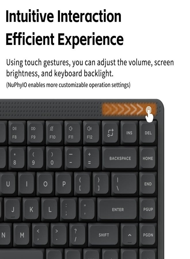 NuPhy Node75 Wireless Mechanical Keyboard, 75% Hot Swappable Custom Low Profile Keyboard, 84 keys Computer Gaming Keyboards, Supports Touch Gestures, PBT Keycaps, RGB Backlit, Bluetooth/2.4GHz/USB-C - Image 4