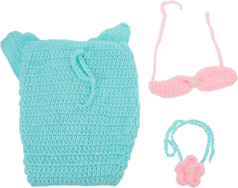 Newborn Photography Prop Crochet Mermaid Tail and Headband Set for Girl Photoshoot Green Handmade Photo Props - Image 1