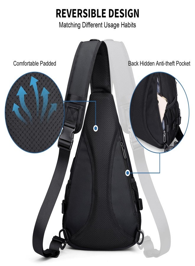 WITZMAN Sling Bag for Men Casual Shoulder Sling Bags Crossbody Bag with USB Charging Port for Travel Daily Cycling, Black - Image 5