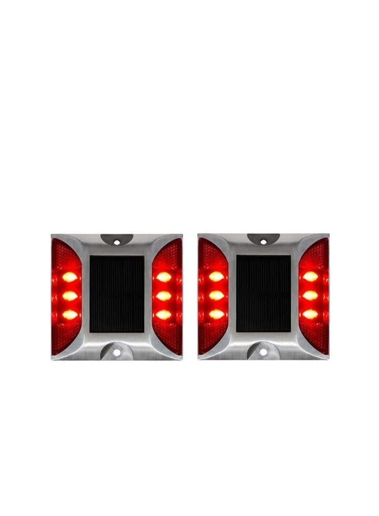 Solar Driveway Dock Lights LED Road Reflector for Road,Deck,Dock,Driveway,Garden - pack of 2 - Image 1