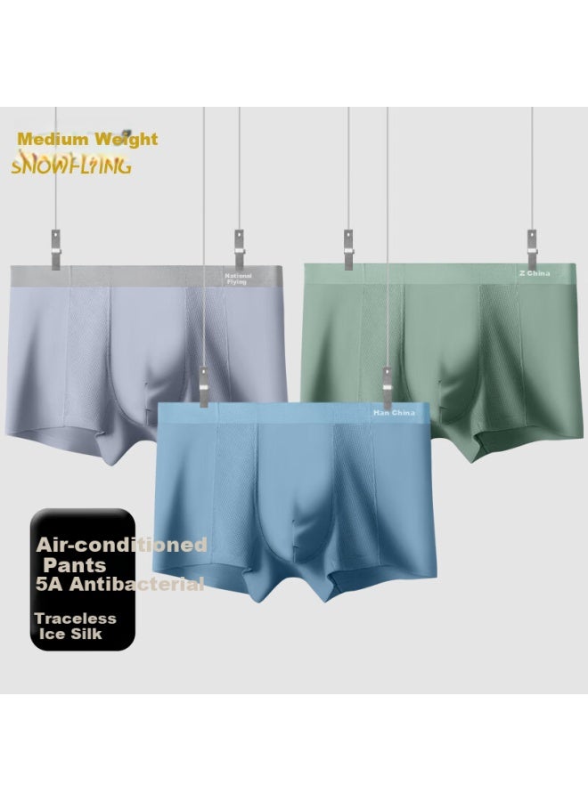 Snowflying 3-pack Men's Underwear, Ice Silk Boxers, Mesh Four-corner Shorts, Seamless Youth Briefs - Image 4