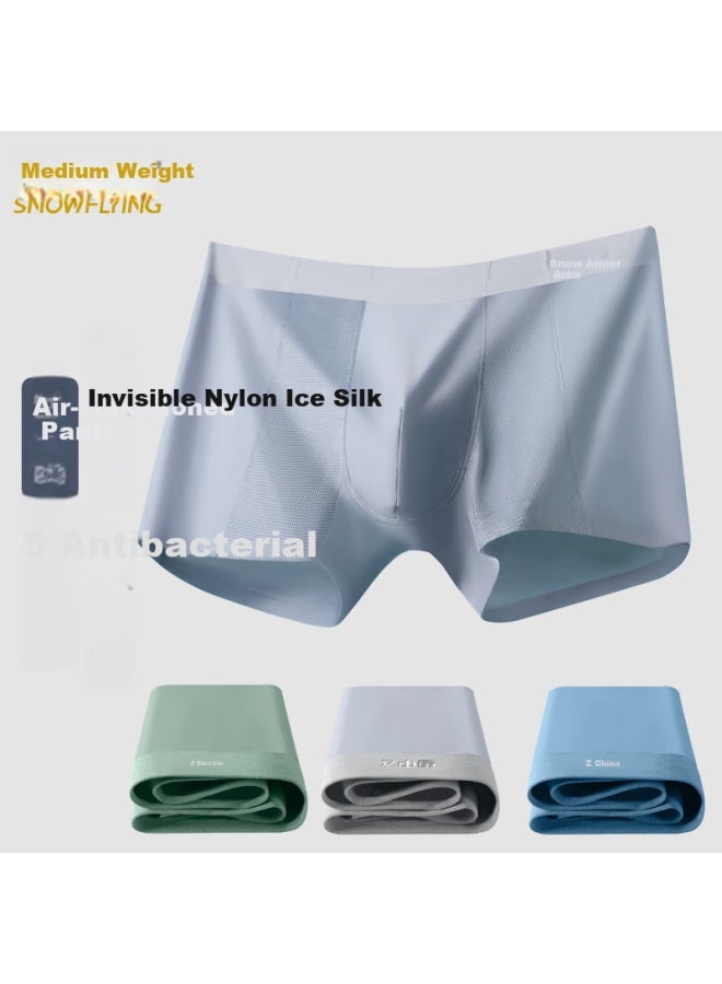 Snowflying 3-pack Men's Underwear, Ice Silk Boxers, Mesh Four-corner Shorts, Seamless Youth Briefs - Image 5