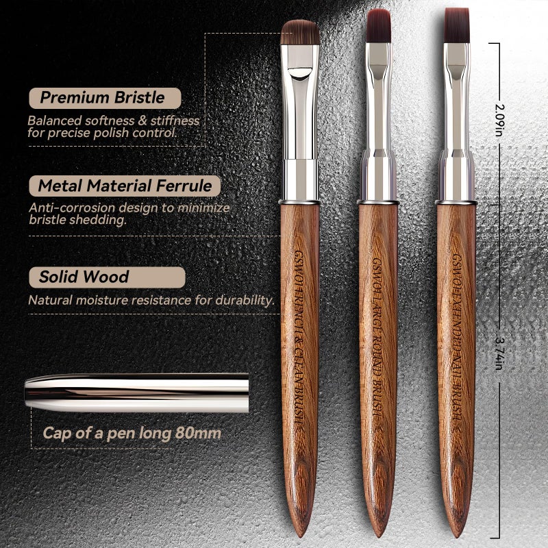 GSWOI Acrylic Nail Brush & French Tip Brush-Salon French Manicure Tool with Firm Flat Head,Streak-Free One Stroke Design,Nail Art Cleaning Brush - Image 4