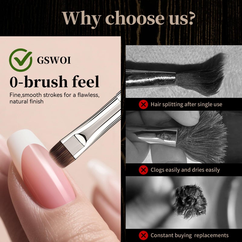 GSWOI Acrylic Nail Brush & French Tip Brush-Salon French Manicure Tool with Firm Flat Head,Streak-Free One Stroke Design,Nail Art Cleaning Brush - Image 5