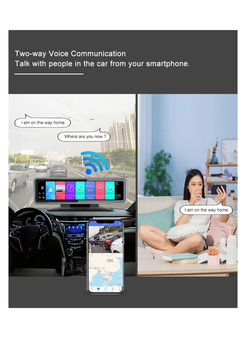 Night Vision 4 Cam Record Smart Mirror Car DVR 24H Parking Monitor 12'' Android Touch Screen Car Video Recorder