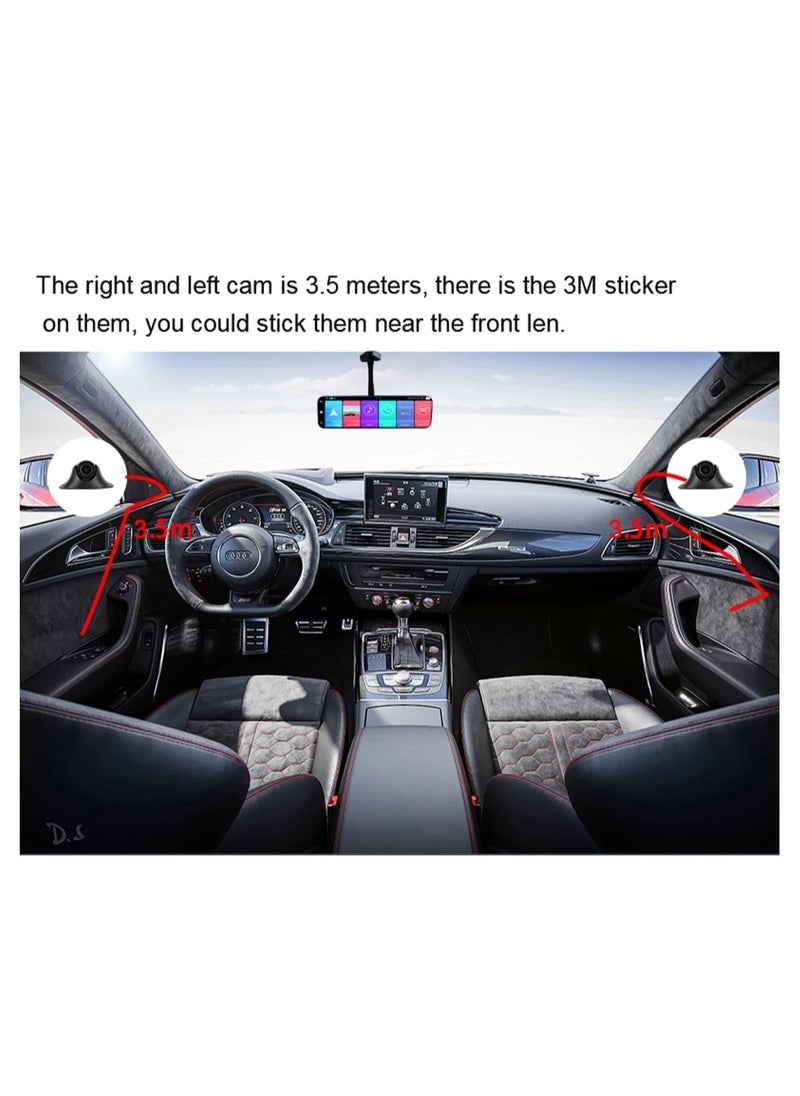 Night Vision 4 Cam Record Smart Mirror Car DVR 24H Parking Monitor 12'' Android Touch Screen Car Video Recorder