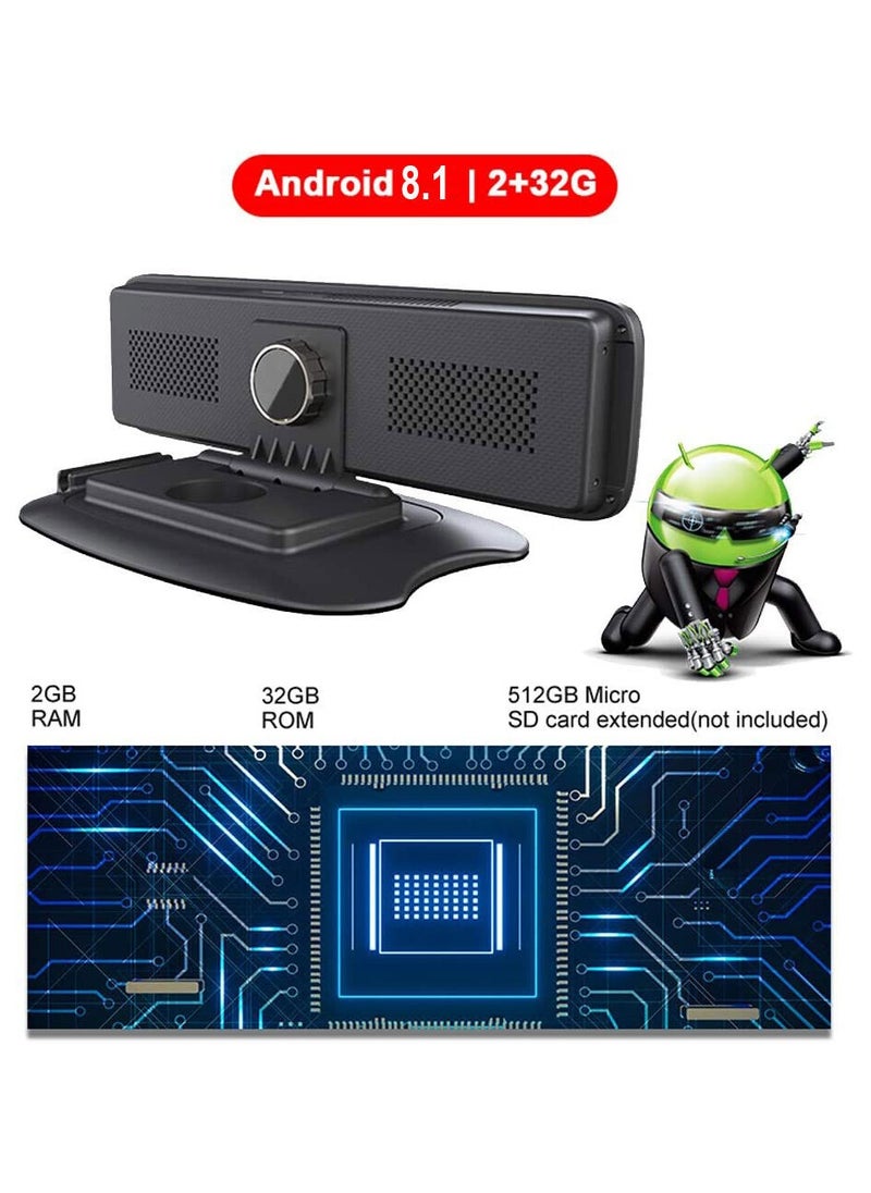 Night Vision 4 Cam Record Smart Mirror Car DVR 24H Parking Monitor 12'' Android Touch Screen Car Video Recorder