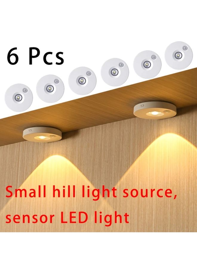 6 حزمة من مصابيح LED البيضاء القابلة لإعادة الشحن مع حساس حركة، إضاءة ليلية قابلة للتعتيم - Image 1