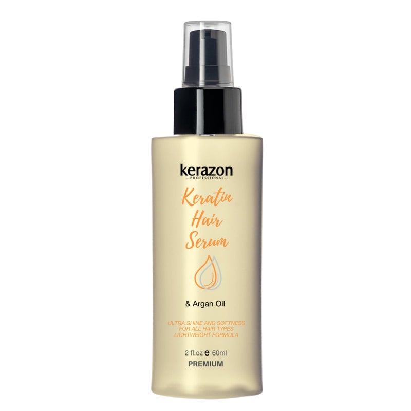 KERAZON Keratin Hair Serum Argan Oil Smoothing Dry Damage Repair Treatment Premium Formula Anti Frizz Hair Protection