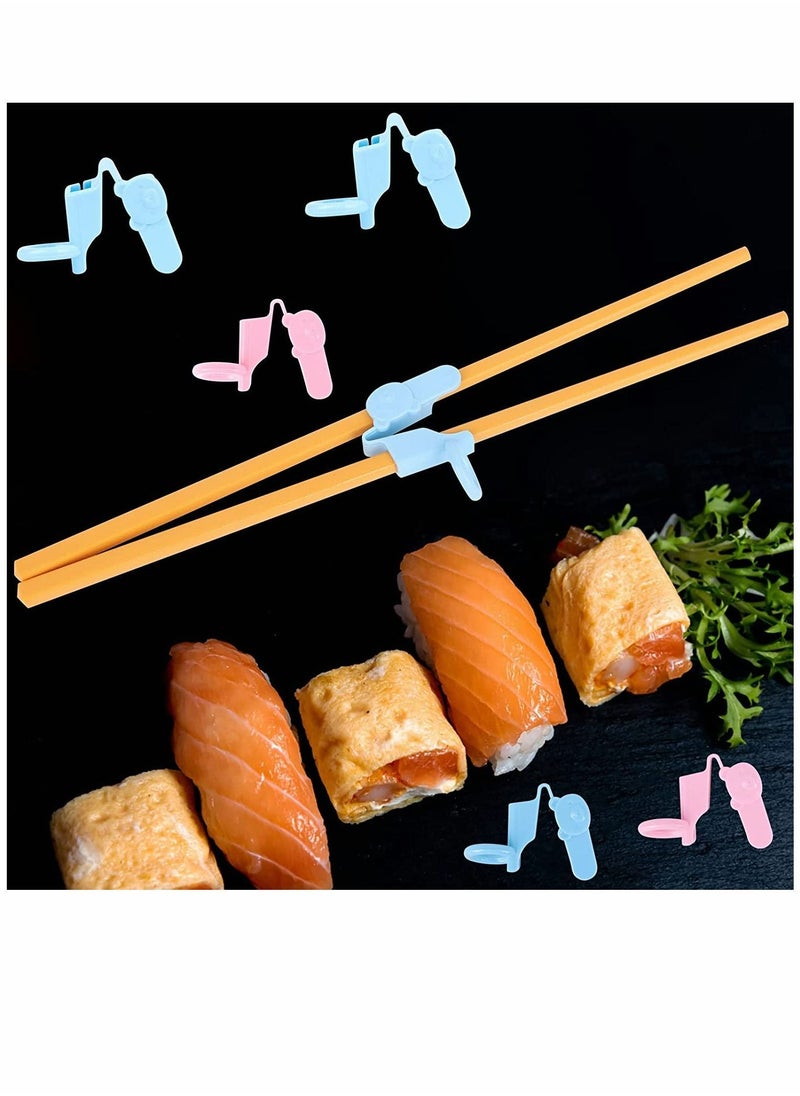Y&D - 12 Pcs Reusable Chopstick Helpers Training Chopsticks Connector Plastic Helper for Adults Kids Beginner Trainers (Pink, Blue) - Image 1