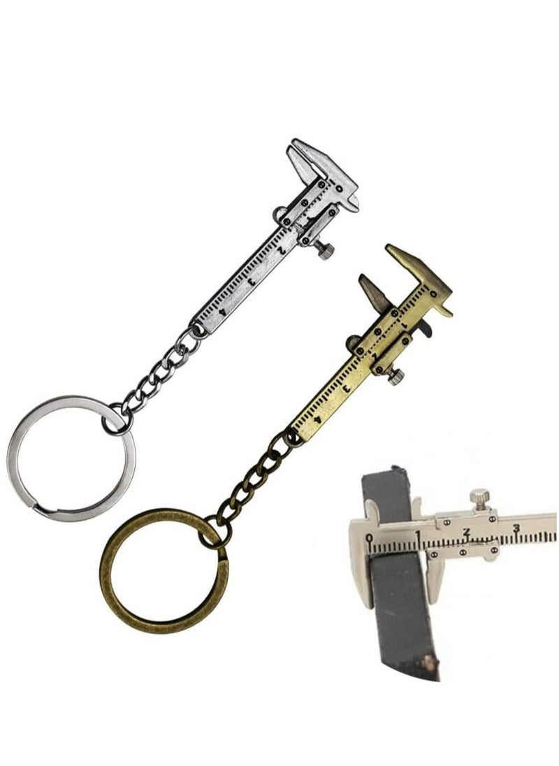 Generic Mini Key Chain Tool Movable Vernier Caliper Ruler Sliding Key Holder Rings Keychain Tools Cool Keychain Gift Ideas for Men Women(2PCS)  - Image 1