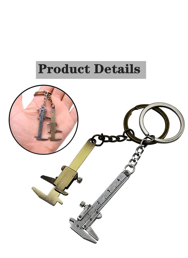 Generic Mini Key Chain Tool Movable Vernier Caliper Ruler Sliding Key Holder Rings Keychain Tools Cool Keychain Gift Ideas for Men Women(2PCS)  - Image 2