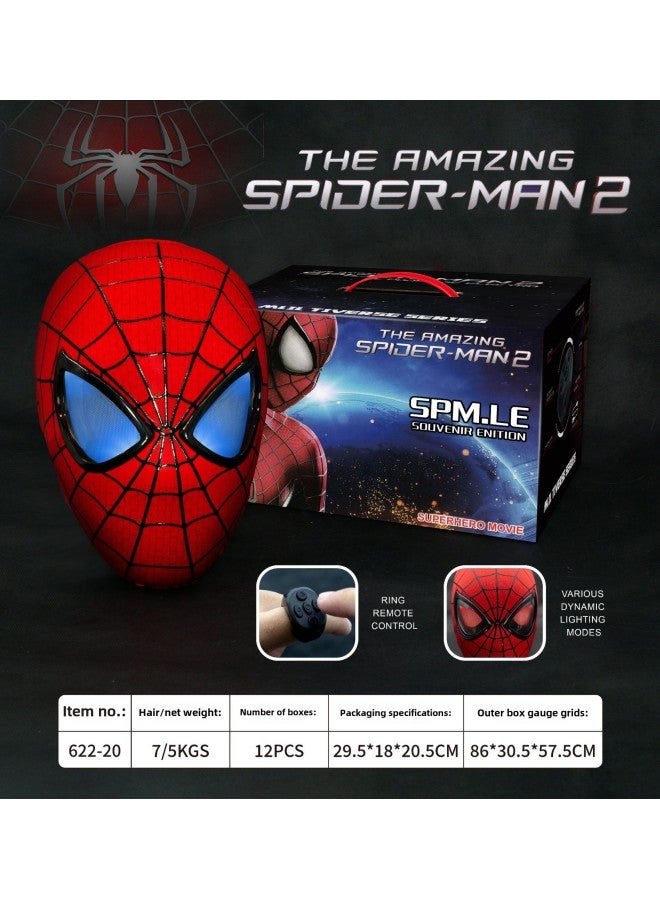 The Amazing Spider-man 2 Mask Movie Restore Garfield Version Peter Parker Blink Headgear Electric Mask Charging Model-Color:The Amazing Spider-man Red [lighting Style] - Image 1