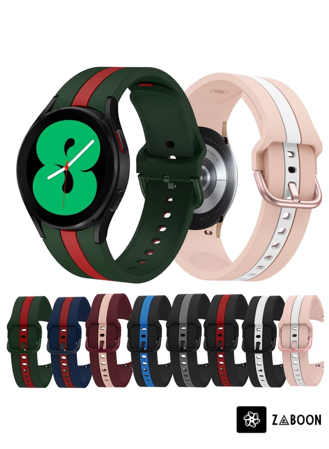 Zaboon Samsung Galaxy Watch4 40/44mm / Watch4 Classic 42/46mm Three Vertical Stripes Two-color Silicone Watch Band - Image 5