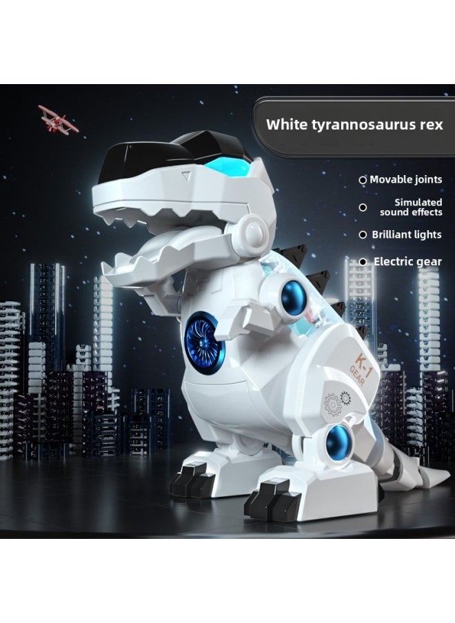 Simulation Electric Gear Tyrannosaurus With Light Music Mechanical Dinosaur Model Children's Toys Wholesale-Color:White Tyrannosaurus Rex  - Image 1