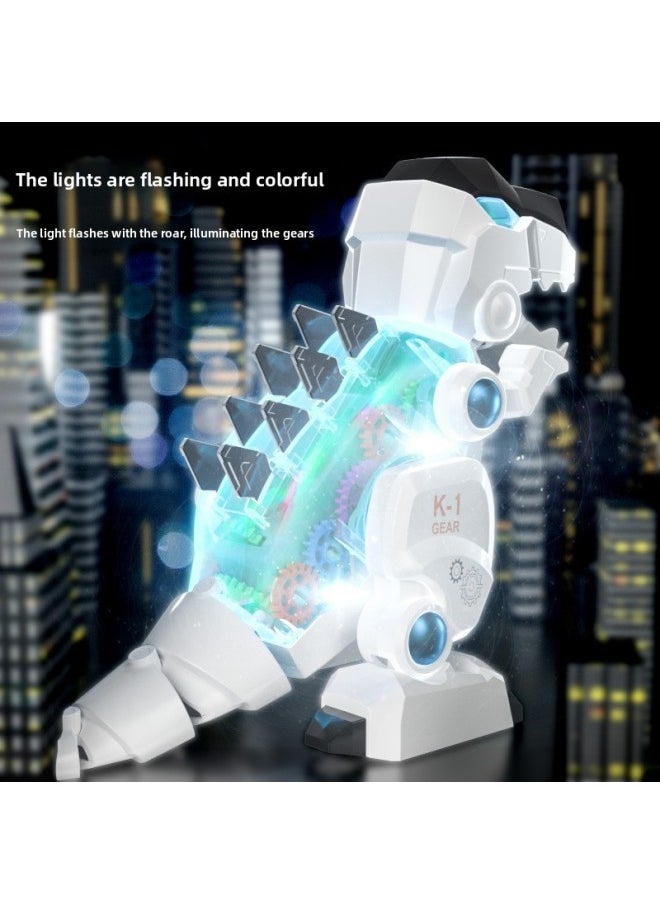 Simulation Electric Gear Tyrannosaurus With Light Music Mechanical Dinosaur Model Children's Toys Wholesale-Color:White Tyrannosaurus Rex  - Image 3