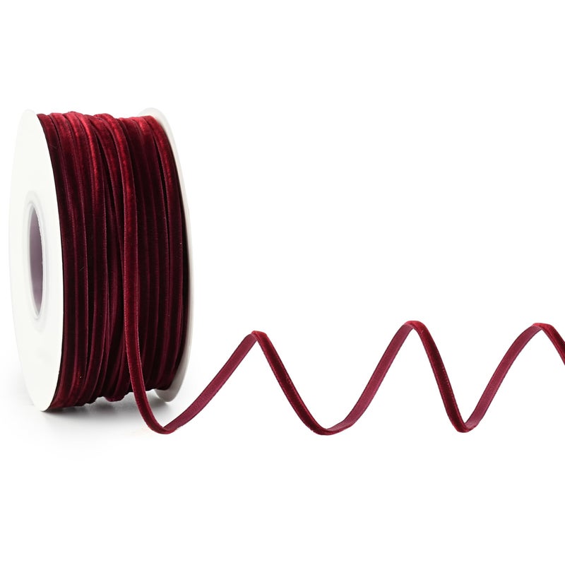 MAYREEL 18 Inch Burgundy Velvet Ribbon Thin Maroon Vintage Ribbon for Wedding Invitations Crafts Gift Wrapping Party Favor Boxes 50 Yards