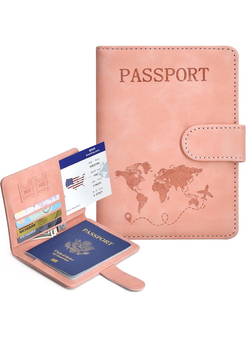Beauenty Passport Holder for Travel Essentials, Passport Wallet Cover Case for Travel Must Haves Accessories,Passport Book Holders for Women and Men Pink  - Image 2