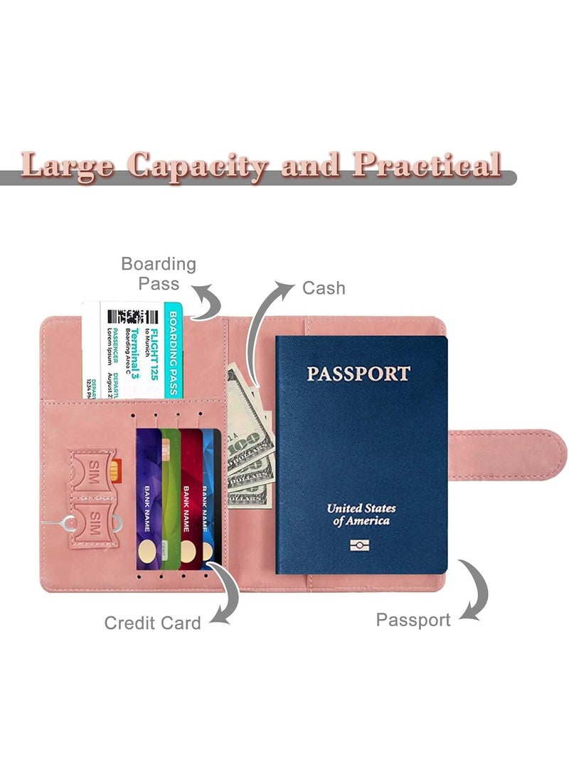 Beauenty Passport Holder for Travel Essentials, Passport Wallet Cover Case for Travel Must Haves Accessories,Passport Book Holders for Women and Men Pink  - Image 3