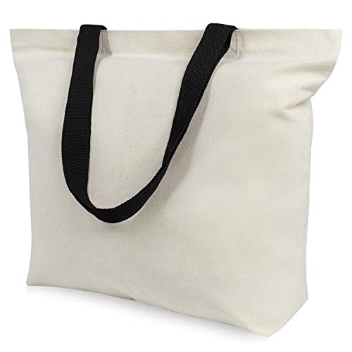 TOPDesign 6-Pack Canvas Tote Bags with Magnetic Snap, Reusable Grocery Shopping Bags, DIY Your Creative Designs - Image 1