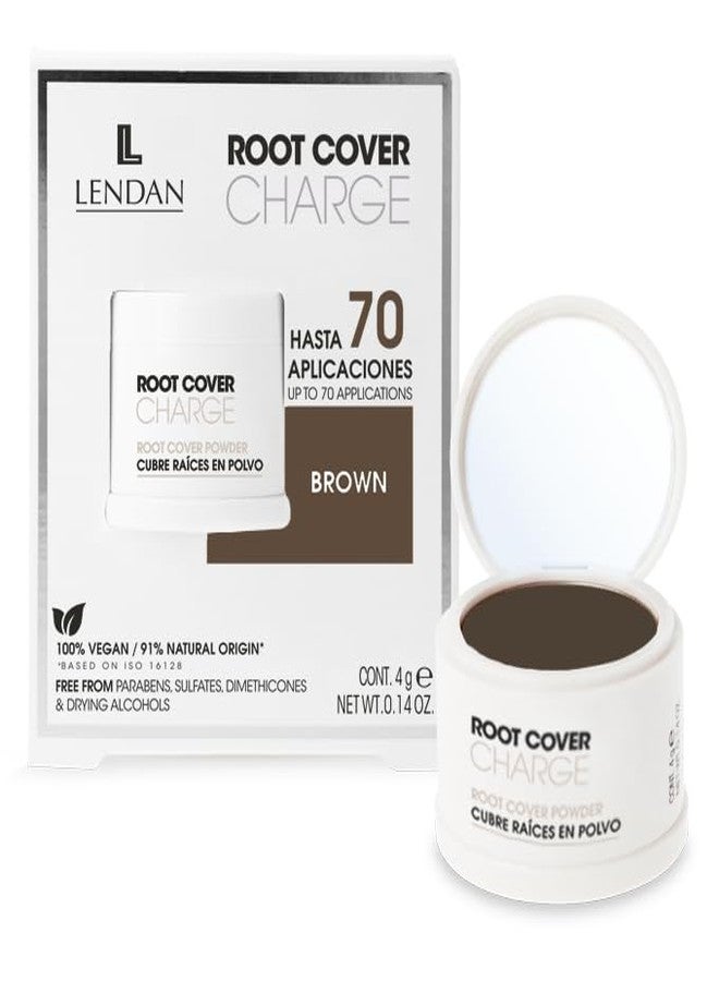 LENDAN - Root Cover Powder for Gray Hair - Root Cover Charge - 4 g - Brown Color - Mineral Powder for Easy, Instant, and Natural Gray Coverage - Absorbs Oil or Sebum from the Root