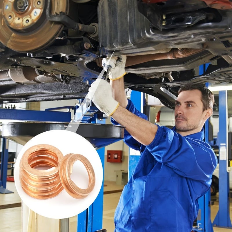 10Pcs Nissan Infiniti Engine Oil Drain Plug Gasket Copper Crush Washer - Image 5