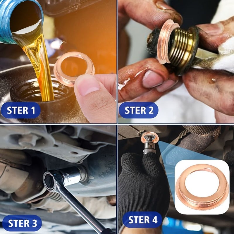 10Pcs Nissan Infiniti Engine Oil Drain Plug Gasket Copper Crush Washer - Image 1