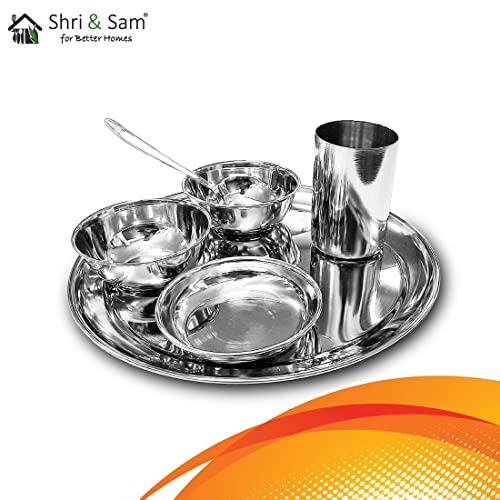 Shri & Sam Stainless Steel Shagun Solid Dinner Set (6 Pcs) - Image 3