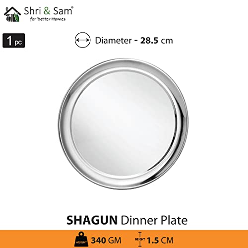 Shri & Sam Stainless Steel Shagun Solid Dinner Set (6 Pcs) - Image 4