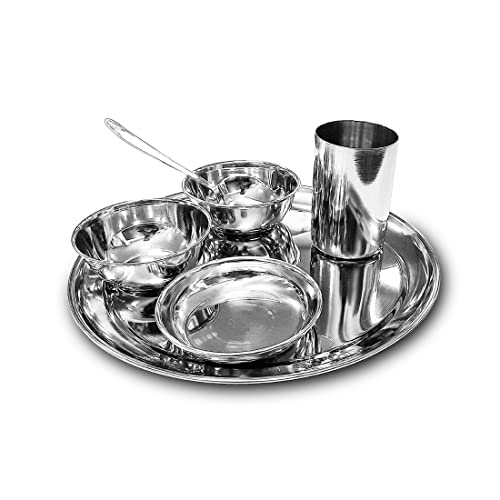 Shri & Sam Stainless Steel Shagun Solid Dinner Set (6 Pcs) - Image 1