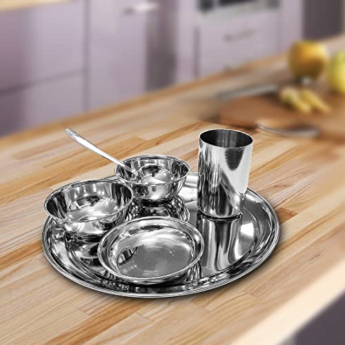 Shri & Sam Stainless Steel Shagun Solid Dinner Set (6 Pcs) - Image 2