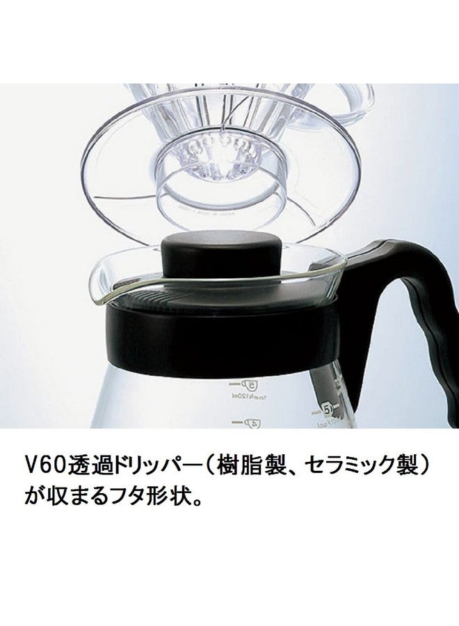 Hario خادم قهوة هاريو V60 زجاجي، 1000 مل، أسود - Image 3