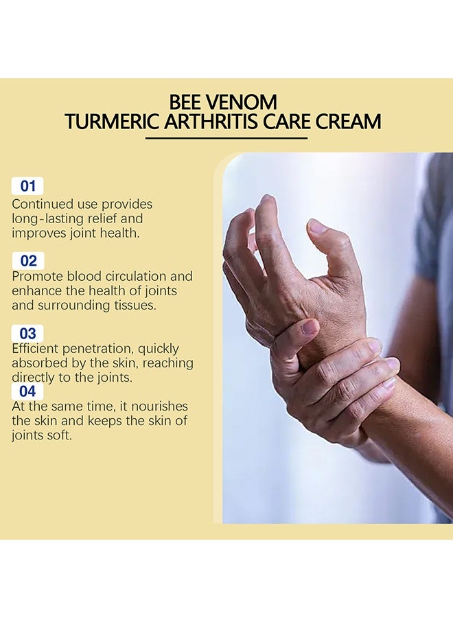 WIYUN Bee Venom & Turmeric Arthritis Care Cream, Joint And Bone Paiin Relief Cream, Bee Venom Moisturizing Cream For Joints & Muscle Comfort, Bee Venom Advanced Cream, Professional Bee Venom Gel, Moisturizing Skin For Back, Neck, Hands, Knees, 60g - Image 3