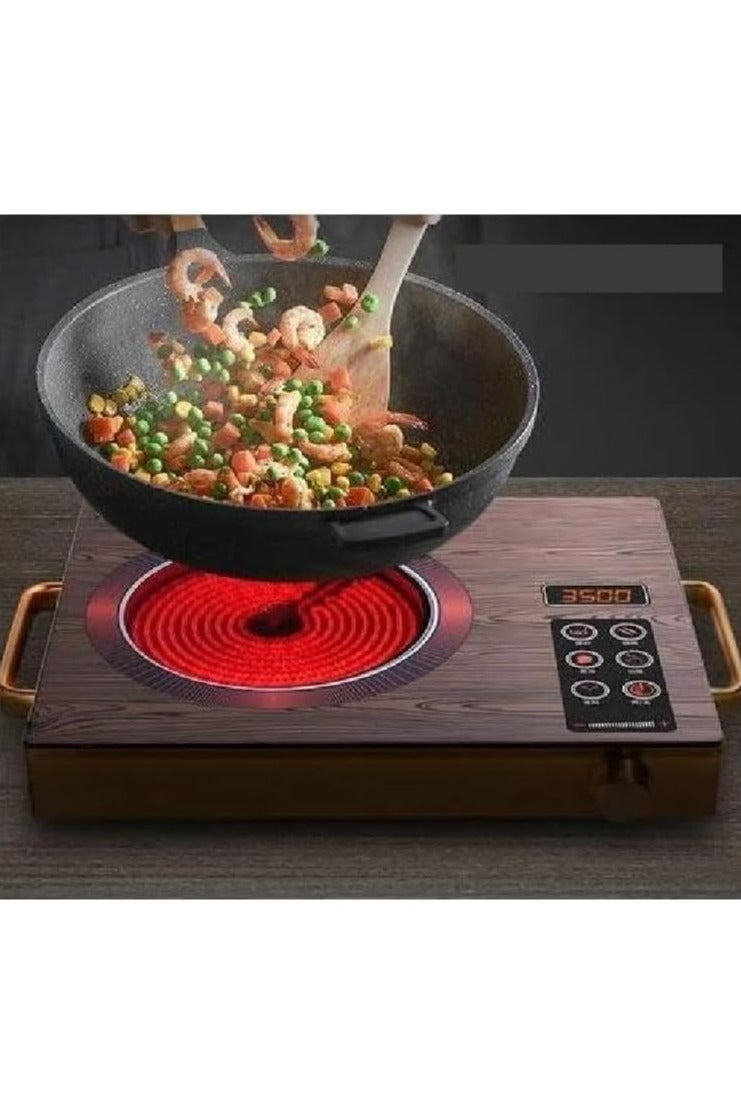 3500W Infrared Electric Stove with Digital Display, 11 Power Levels, Touch Control, Suitable for All Pots and Pans, Equipped with 2 Heat Insulated Handles - Image 2