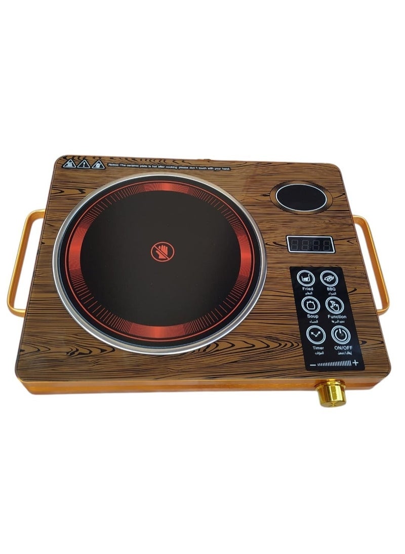 3500W Infrared Electric Stove with Digital Display, 11 Power Levels, Touch Control, Suitable for All Pots and Pans, Equipped with 2 Heat Insulated Handles - Image 3