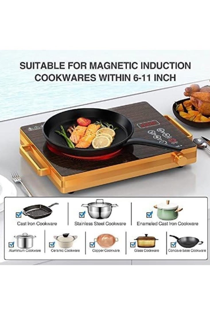 3500W Infrared Electric Stove with Digital Display, 11 Power Levels, Touch Control, Suitable for All Pots and Pans, Equipped with 2 Heat Insulated Handles - Image 4