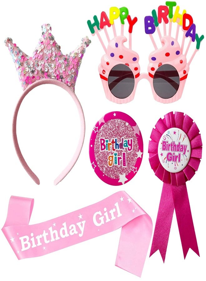 YumSur Personalised Birthday Party Dress-Up Set - Crown, Tiara, Birthday Girl Badge, Sash, Ribbon Medal for Girls, Kids, and Adults - Image 1