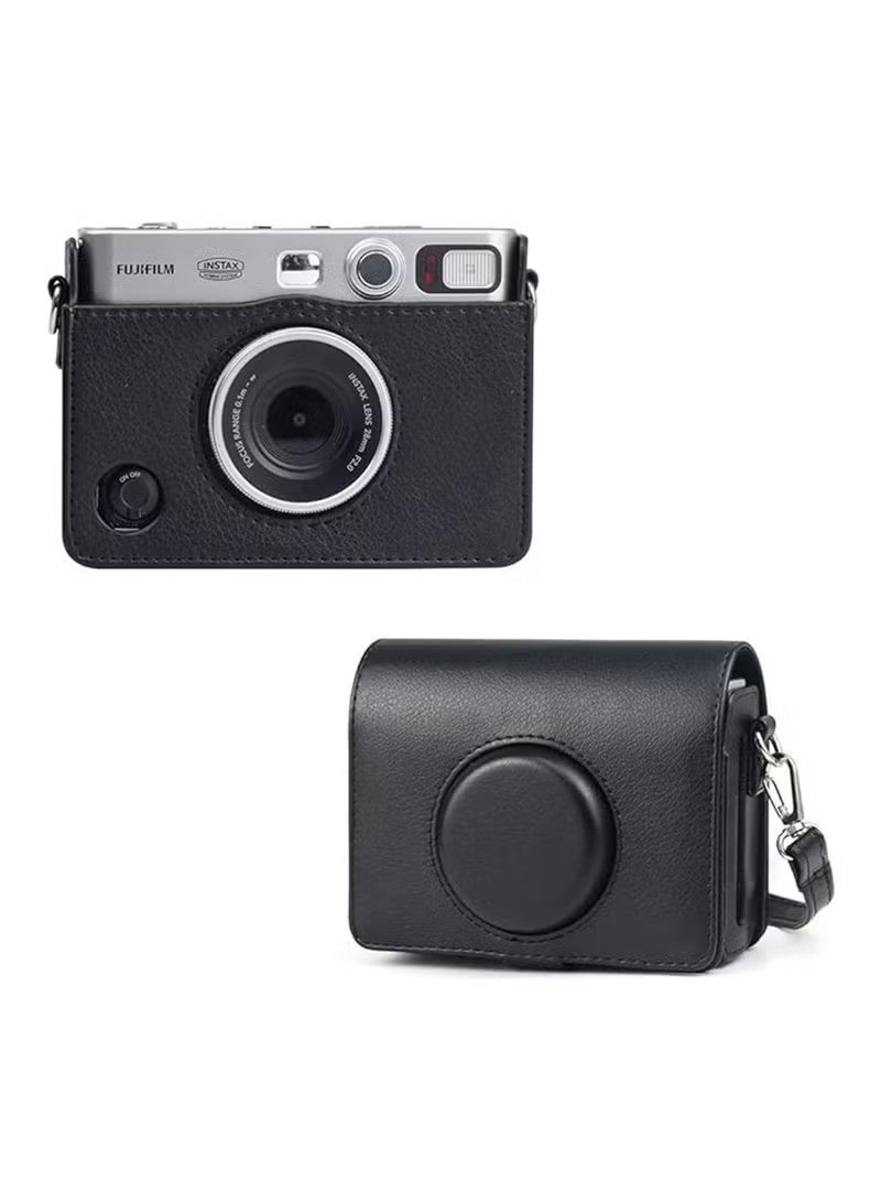 Case for Fuji Mini EVO ,Camera Compatible Camera with Adjustable Shoulder Strap in Black Lychee Texture Horizontal Style - Image 1