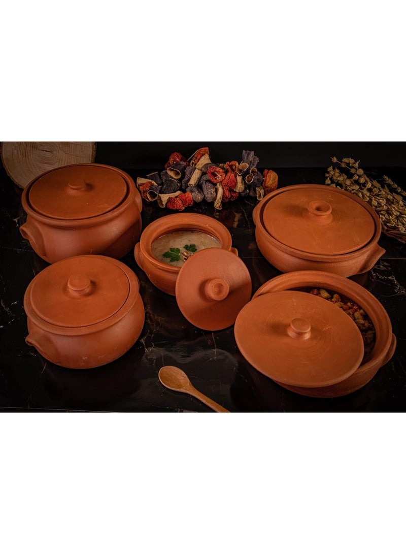 luksYol LuksYol Handmade Natural Clay Bowls for Cooking & Serving – Turkish Oven Safe Earthenware – Unglazed & Eco-Friendly – Perfect for Side Dishes, Sauces, Nuts, Appetizers – Available in Sizes D18×L10, D21×L12, D25×L14.5, D25×L8.5, D27.5×L9.5 – Ideal for Healthy, Tasty Meals – Microwave & Dishwasher Safe – Durable, Chip-Resistant, BPA-Free – Artisan Crafted in Turkey – Bring Rustic Charm & Flavor to Your Kitchen – Gift-Ready for Weddings, Housewarmings, Food Enthusiasts & Eco-Conscious Cooks – LuksYol Premium Heritage Cookware  - Image 5