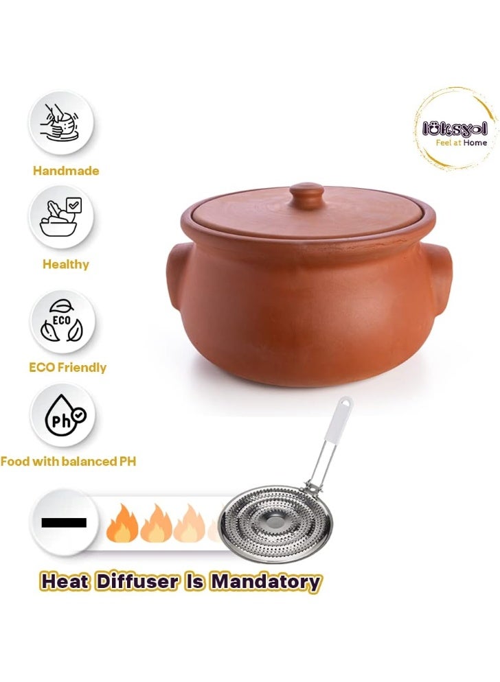 luksYol LuksYol Handmade Natural Clay Bowls for Cooking & Serving – Turkish Oven Safe Earthenware – Unglazed & Eco-Friendly – Perfect for Side Dishes, Sauces, Nuts, Appetizers – Available in Sizes D18×L10, D21×L12, D25×L14.5, D25×L8.5, D27.5×L9.5 – Ideal for Healthy, Tasty Meals – Microwave & Dishwasher Safe – Durable, Chip-Resistant, BPA-Free – Artisan Crafted in Turkey – Bring Rustic Charm & Flavor to Your Kitchen – Gift-Ready for Weddings, Housewarmings, Food Enthusiasts & Eco-Conscious Cooks – LuksYol Premium Heritage Cookware  - Image 3