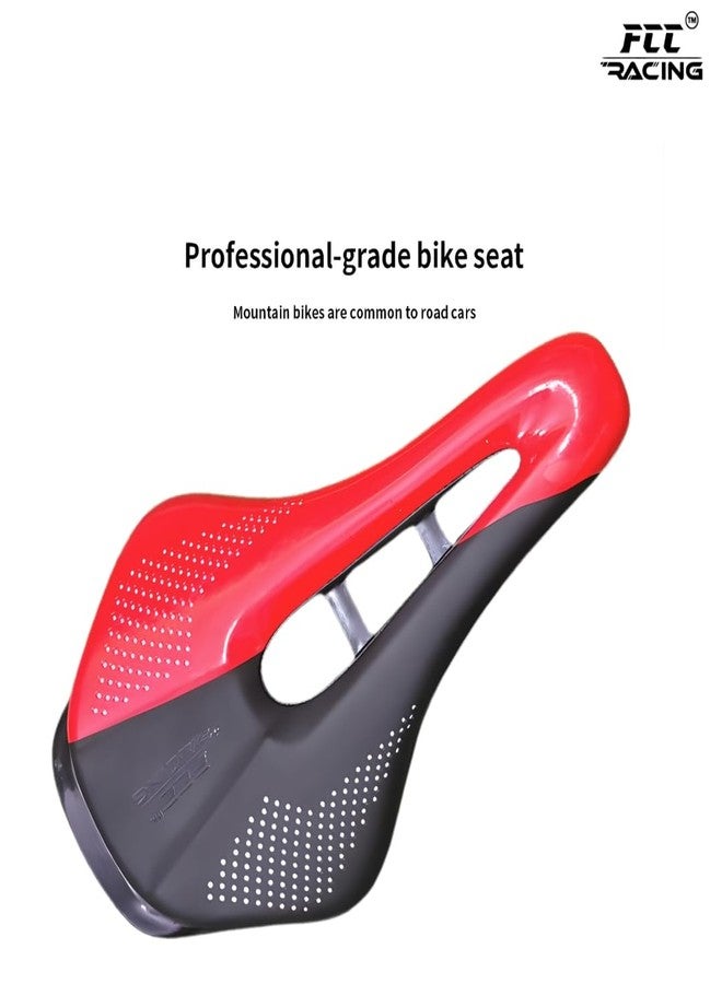 FCCRACING FCC Racing Red-Black Bicycle Saddle | Lightweight PU Leather Comfort Seat with 15-16 mm Wrench Combo | Universal MTB & Road Bike Saddle for Men & Women - Image 4