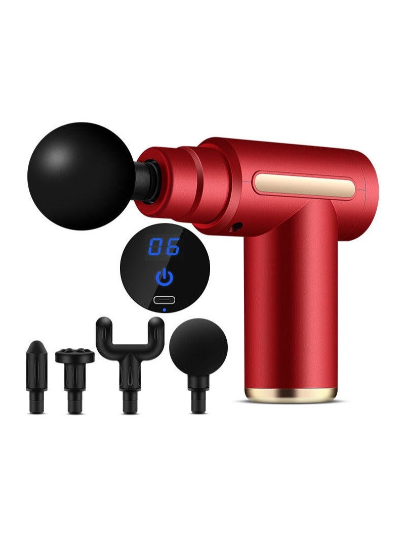 general Mini massager fascia gun charging fascia gun direct supply muscle fitness neck gun electric vibrator exercise muscle relaxation Red - Image 1