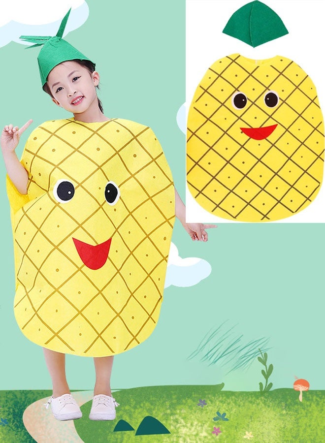 VUCATIN طقم زيّ أناناس هالوين للأطفال من قطعتين، مع قبعة، زيّ فاكهة مرح، مثاليّ لحفلات الهالوين التنكرية وأزياء الأداء. - Image 1