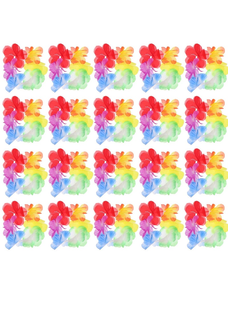 Tropical Floral Hawaiian Wreath Bracelets - 10 Pairs of Colorful Wristbands for Summer Beach Vacations, Pool Parties, and Festive Carnival Dance Performances. Perfect Decorative Props! - Image 1