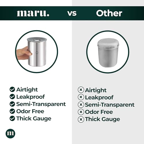 MARU Steel Airtight Storage Containers for kitchen 500g (750ml) Set of 4,Leakproof jars suitable for Fridge, Dabba with Secure Silicone Vent semi transparent Lids, Perfect to Store Food and Liquids - Image 4