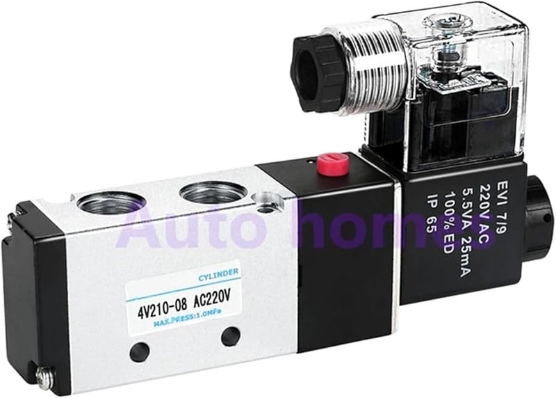 5 طريقة 2 موضع صمام كهربائي 4V210 08 تيار مستمر 24 فولت تحكم إعادة ضبط الغاز مقاوم للماء مقاوم للغبار صمام تفريغ هوائي لون واحد - Image 2