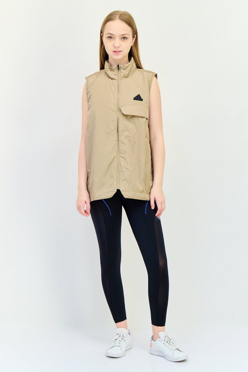 Adidas Women Loose Fit Sleeveless Outdoor Vest Jacket, Tan - Image 4