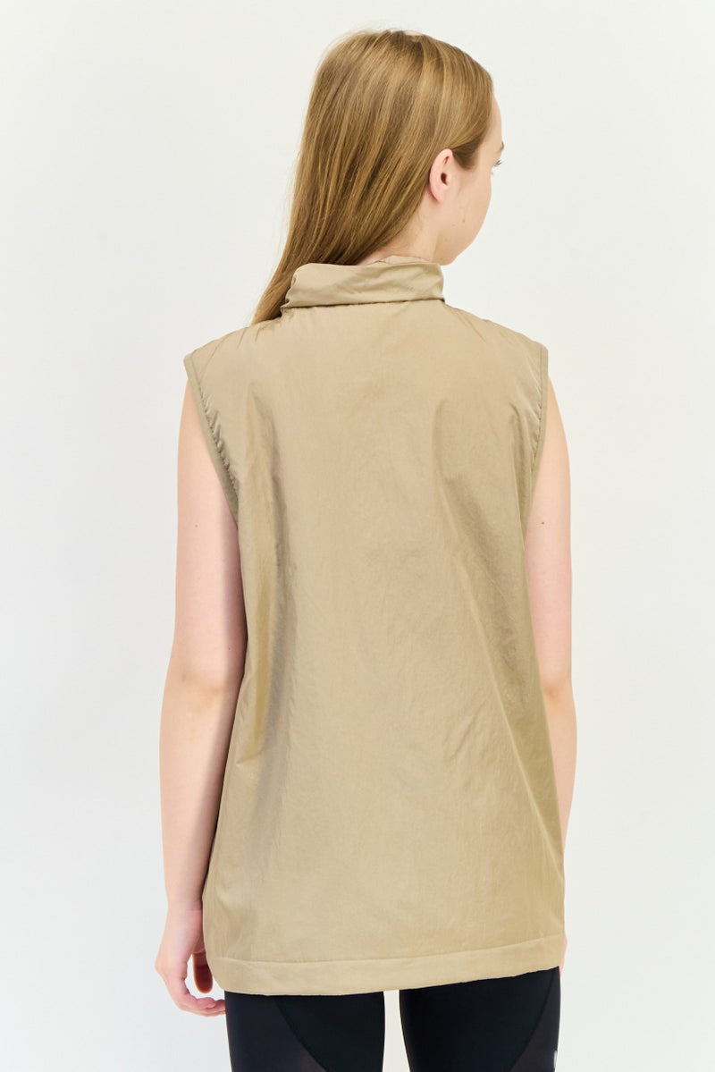 Adidas Women Loose Fit Sleeveless Outdoor Vest Jacket, Tan - Image 2
