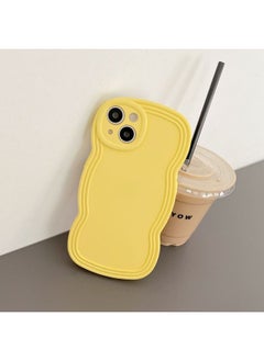 Ins Niche Wind Wave Edge IPhone16/15Pro Max Apple 14/13 Mobile Phone Case Soft Case-Color:KD Oil Injection Wavy Edge Yellow-Applicable Model:xr (without Packaging)